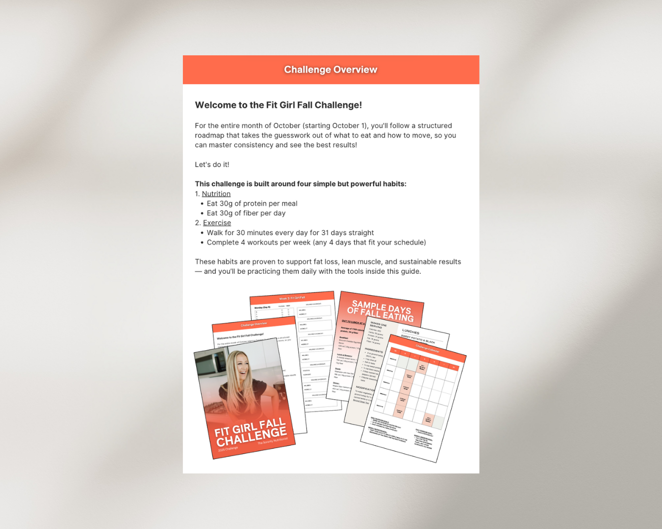 Fit Girl Fall Challenge + Meal Plan Bundle